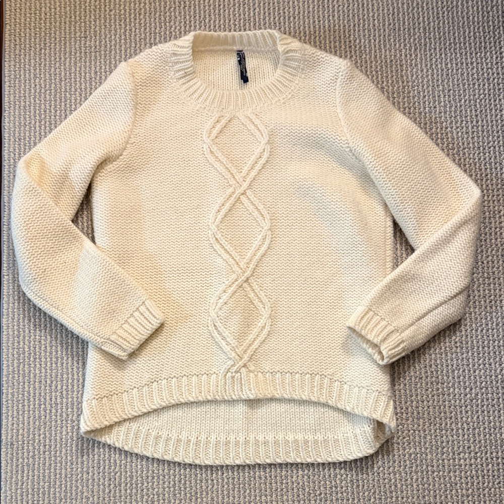 Saint James women’s high low wool fisherman Cream Sweater